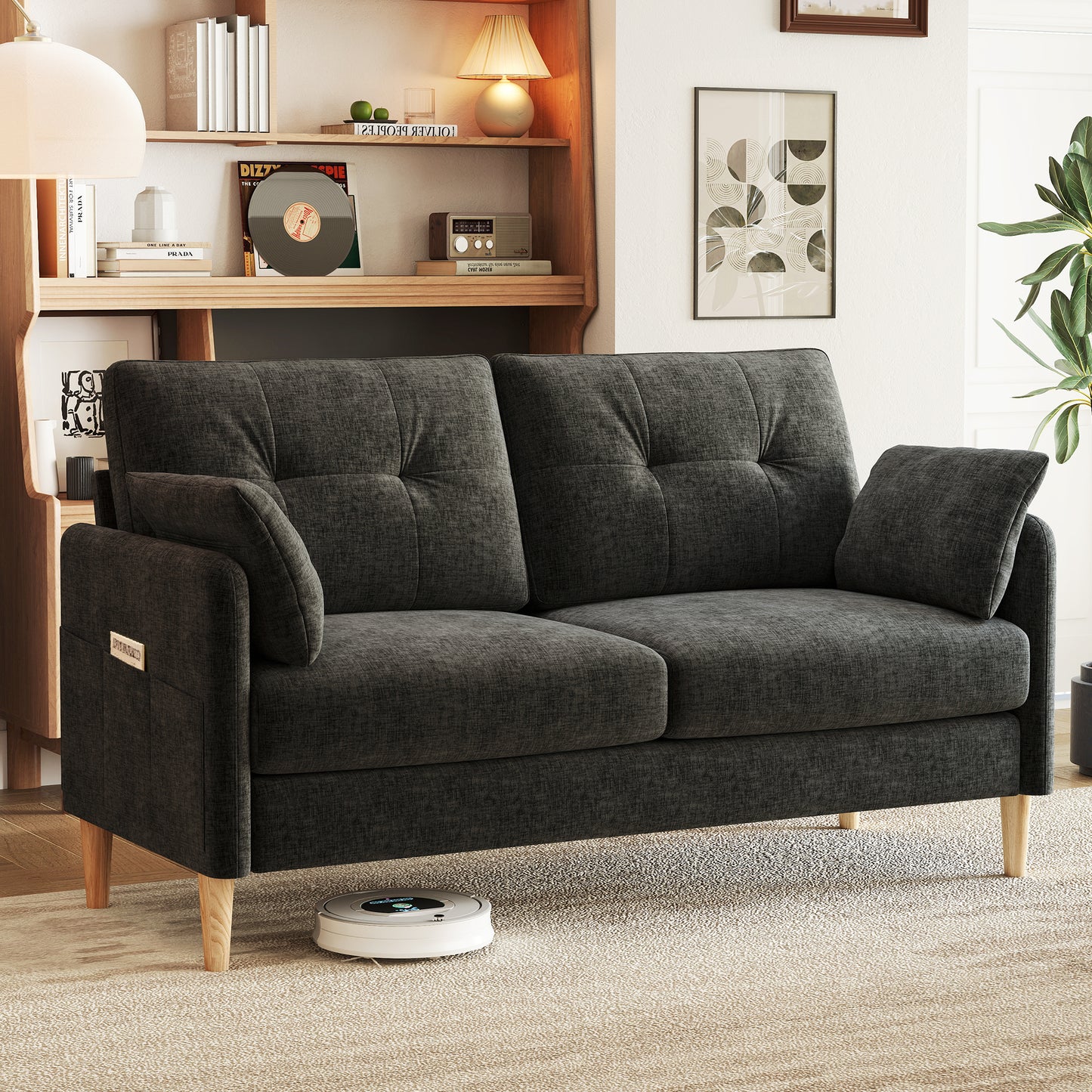 47'' Wide LoveSeat, 2-seat Chenille sofa with 2 Pillows for Living Room and Small Spaces