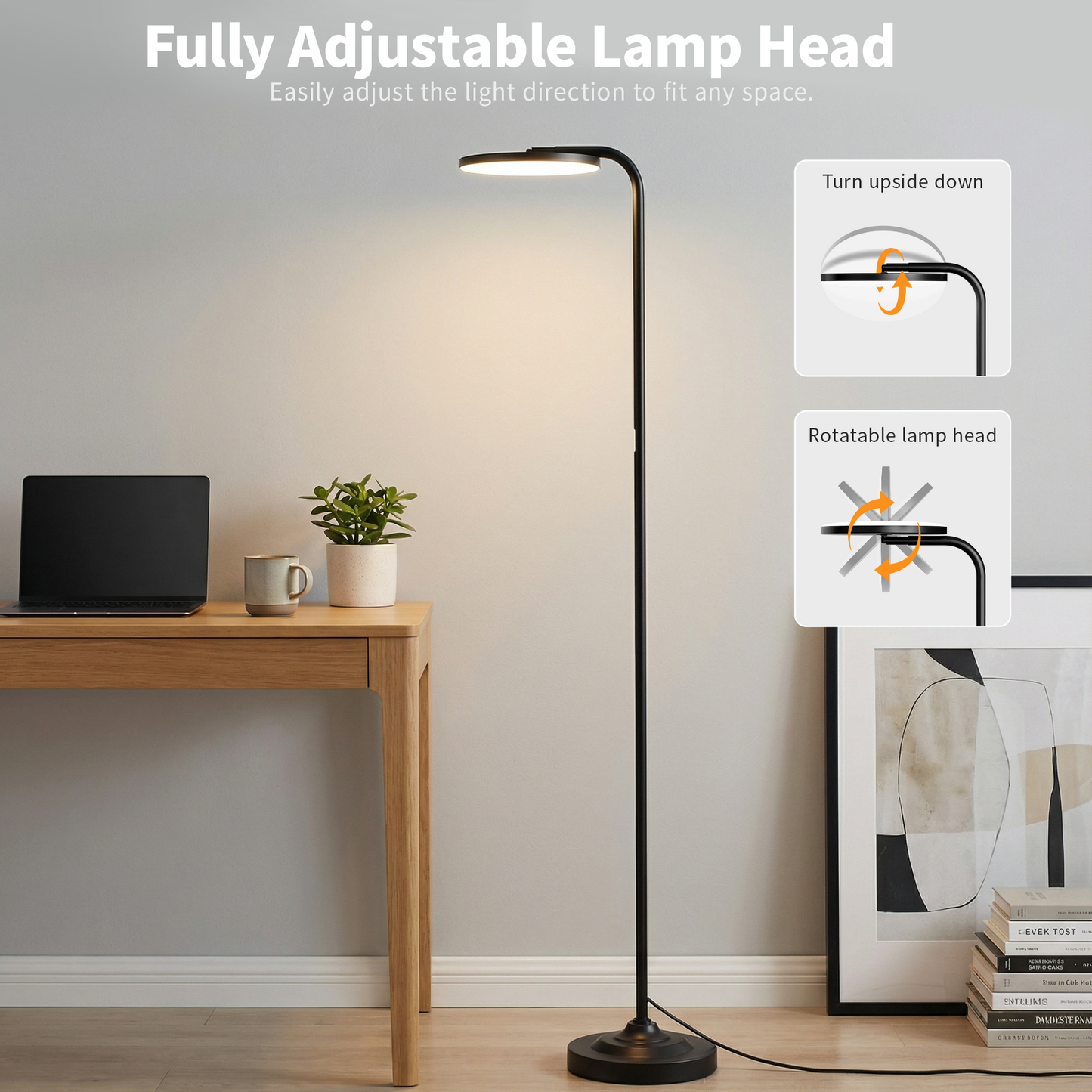 BedLuxuy 36W Super Bright Standing Lamp, Stepless Dimmable Torchiere Tall Floor Lamp with Remote Control for Living Room, Bedroom, Office