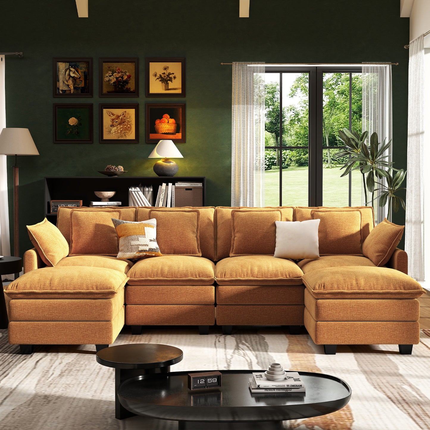 Modular Sectional Sofa with Movable Ottomans