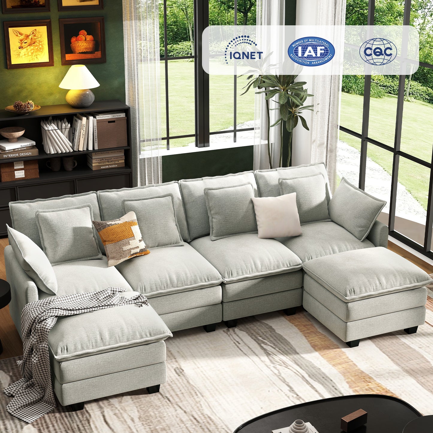 Modular Sectional Sofa with Movable Ottomans