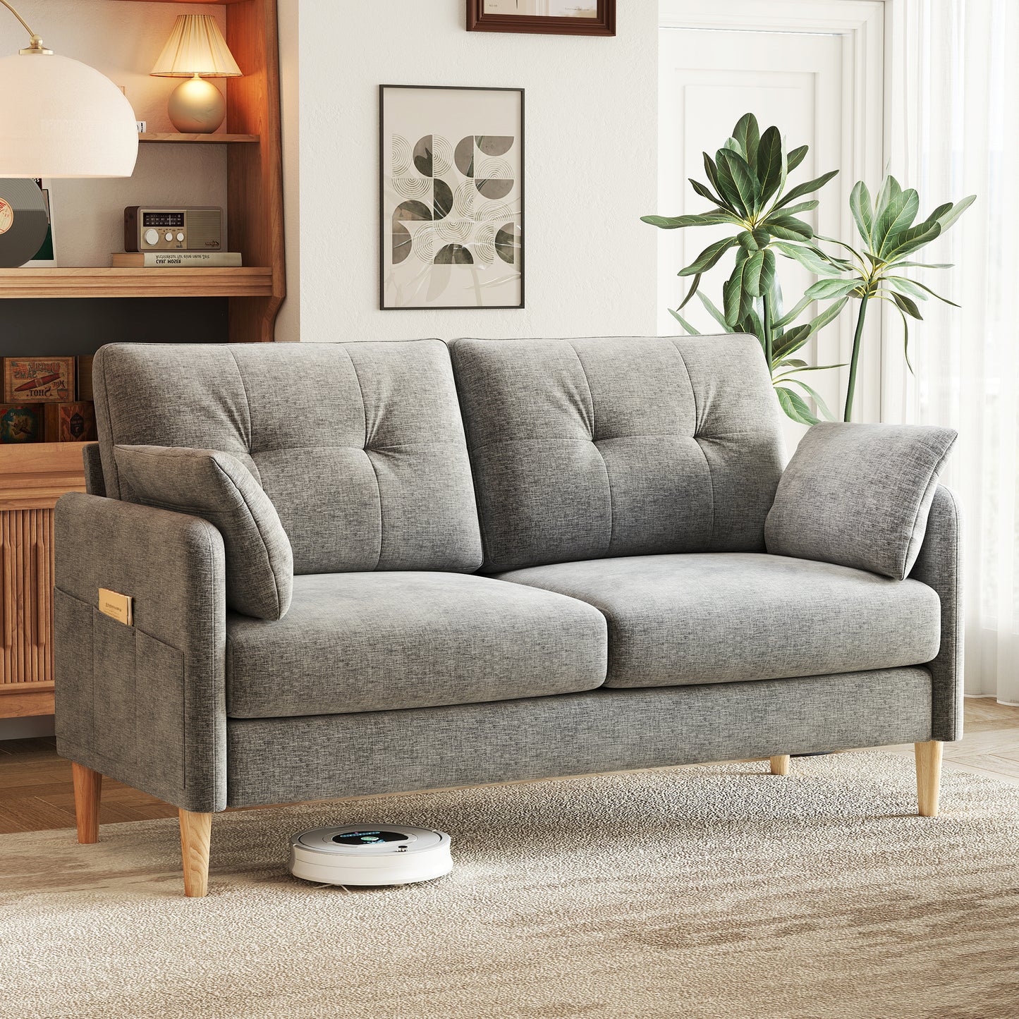 47'' Wide LoveSeat, 2-seat Chenille sofa with 2 Pillows for Living Room and Small Spaces