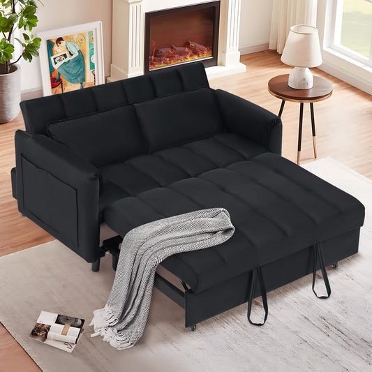 3-in-1 Convertible Sofa Bed, Loveseat Sleeper Sofa with Pull Out Bed & Adjustable Backrest for Living Room or Office