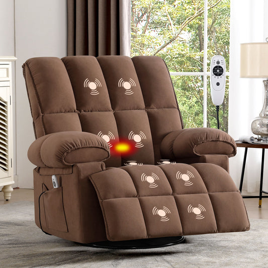 Swivel Rocker Recliner Chair with Massage and Heat