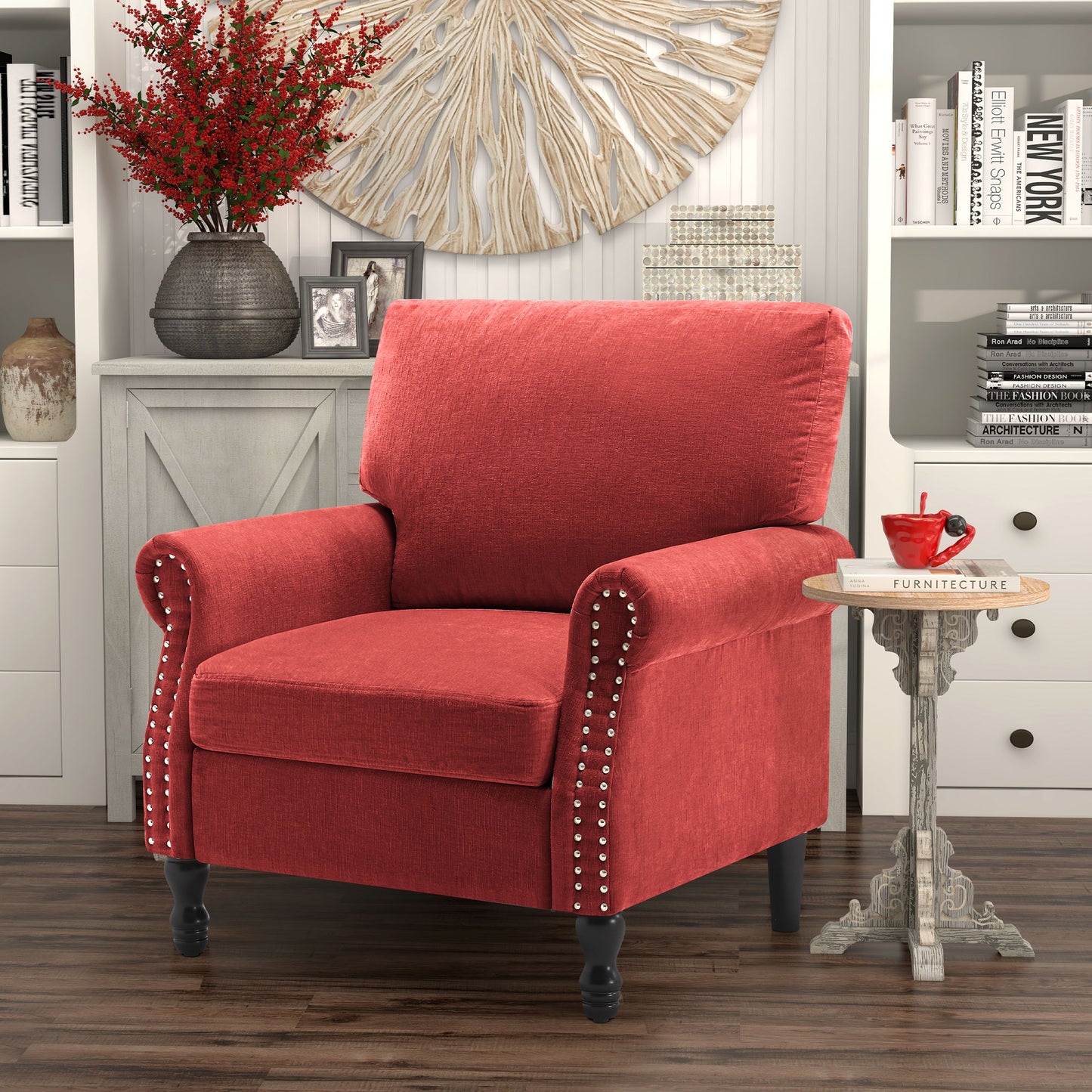 Modern Chenille Fabric Armchair for Living Room