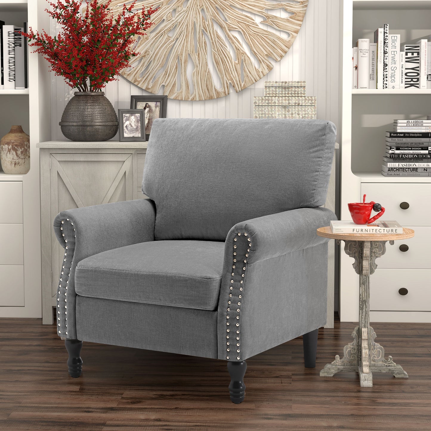 Modern Chenille Fabric Armchair for Living Room