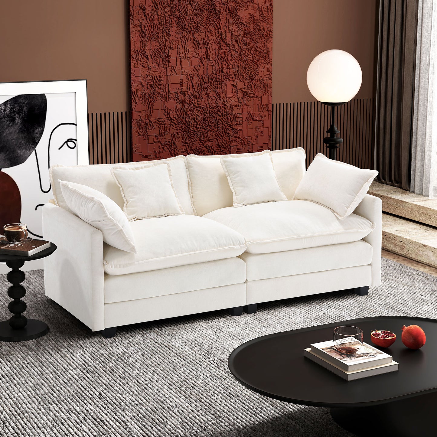Modern Chenille Sectional Sofa Cloud Couch for Living Room