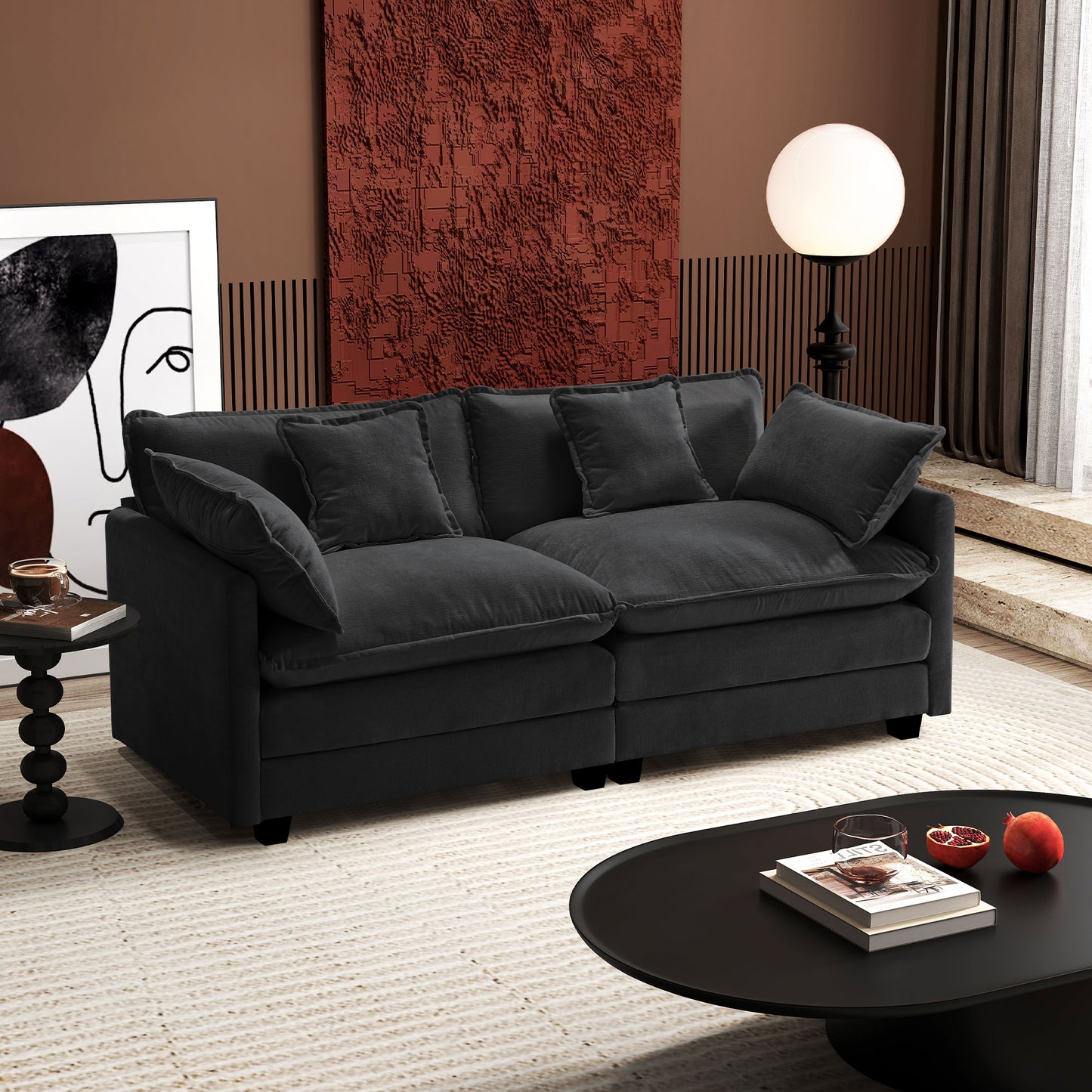 Modern Chenille Sectional Sofa Cloud Couch for Living Room