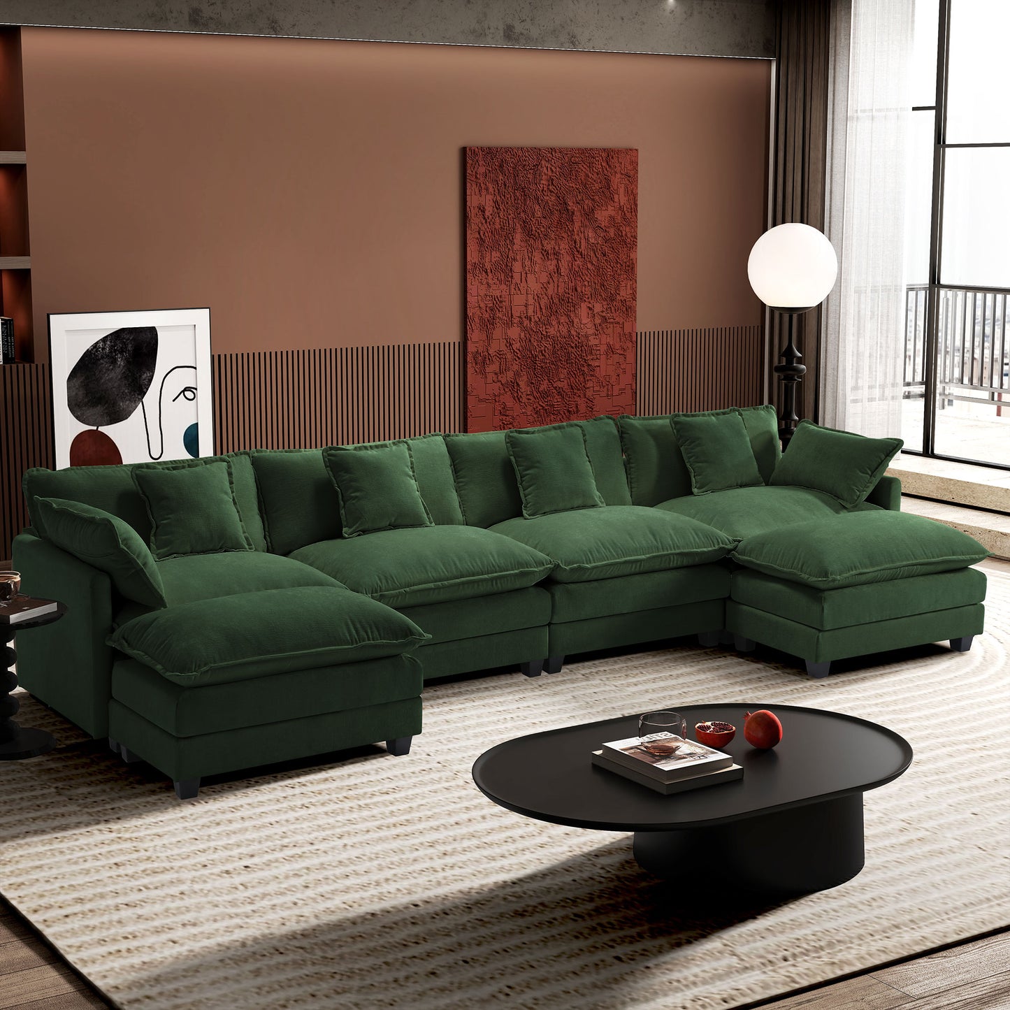 Modern Chenille Sectional Sofa Cloud Couch for Living Room