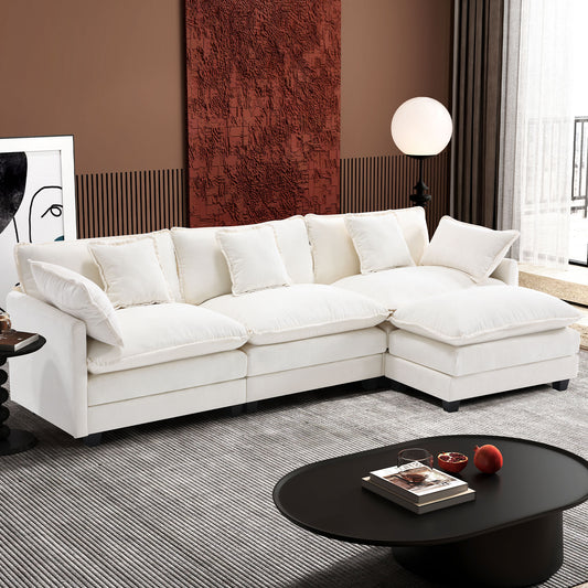 Modern Chenille Sectional Sofa Cloud Couch for Living Room