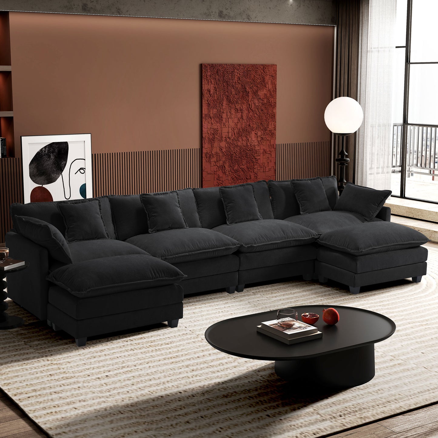Modern Chenille Sectional Sofa Cloud Couch for Living Room
