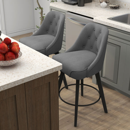 Linen Upholstered Counter Height Bar Stool for Kitchen Island