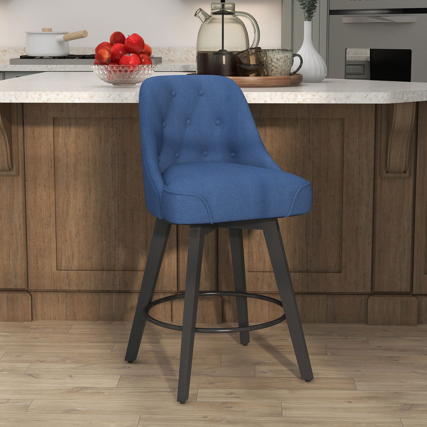 Linen Upholstered Counter Height Bar Stool for Kitchen Island