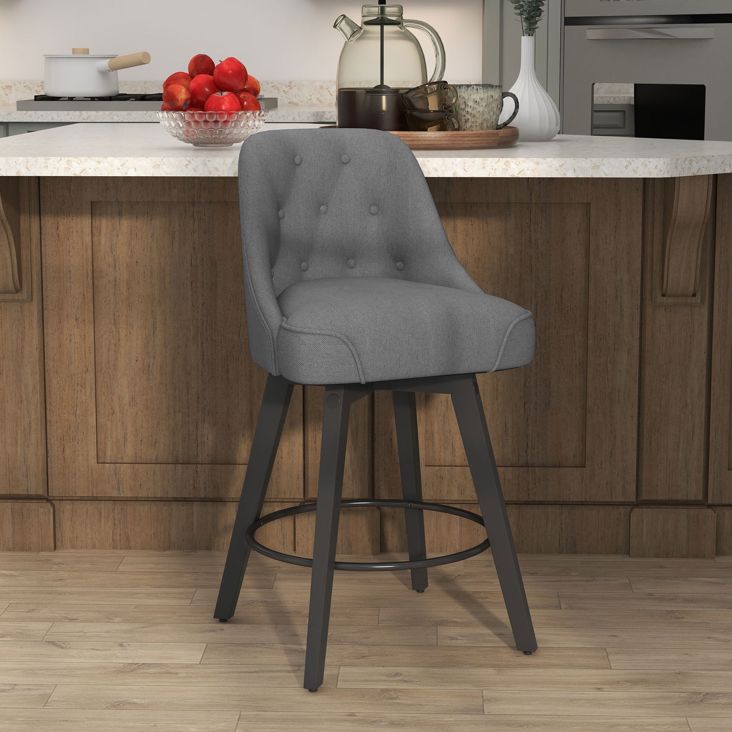 Linen Upholstered Counter Height Bar Stool for Kitchen Island