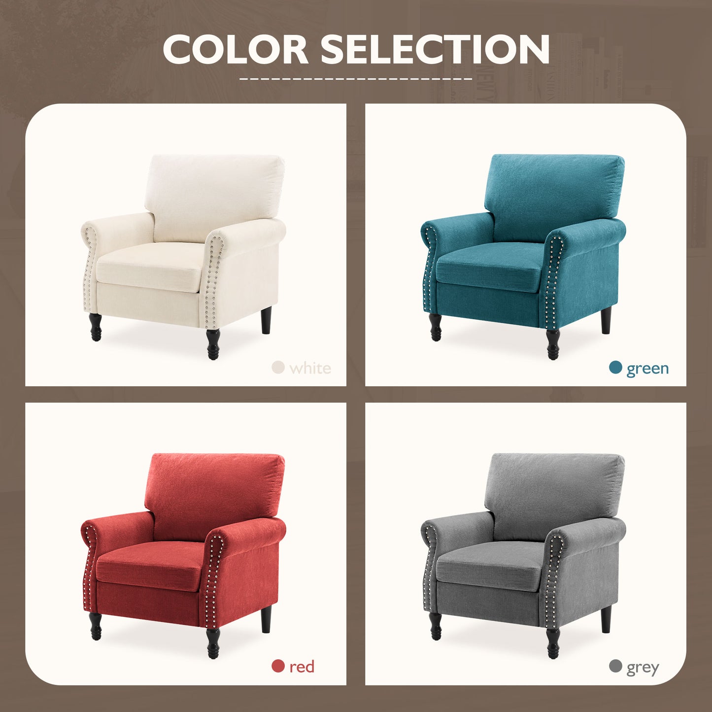 Modern Chenille Fabric Armchair for Living Room
