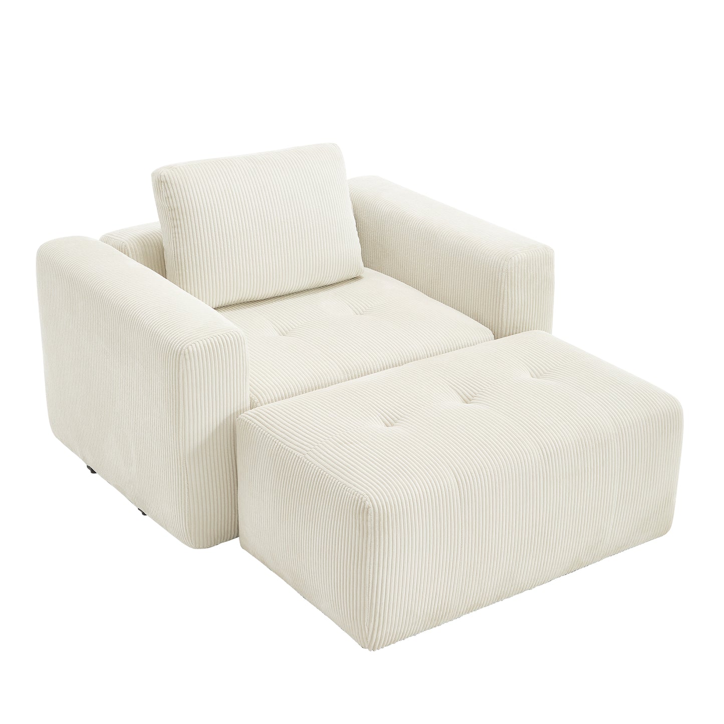 BedLuxury Modular Sectional Sofa with Deep Seat, Modern U-shaped Sofa with Wide Armrests and Ottoman for Living Room or Bedroom, Corduroy Fabric.