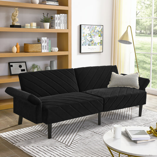 87'' Loveseat Sleeper Velvet Futon Sofa Bed