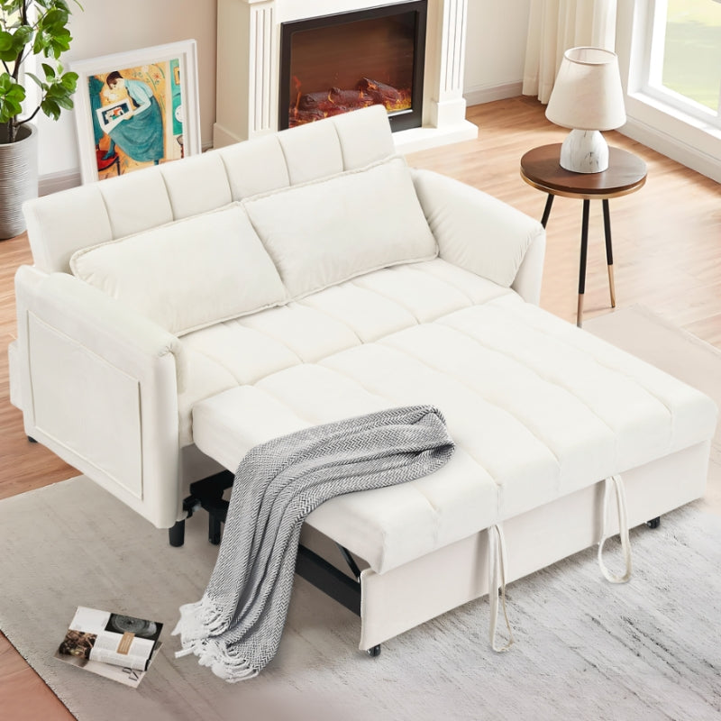 3-in-1 Convertible Sofa Bed, Loveseat Sleeper Sofa with Pull Out Bed & Adjustable Backrest for Living Room or Office