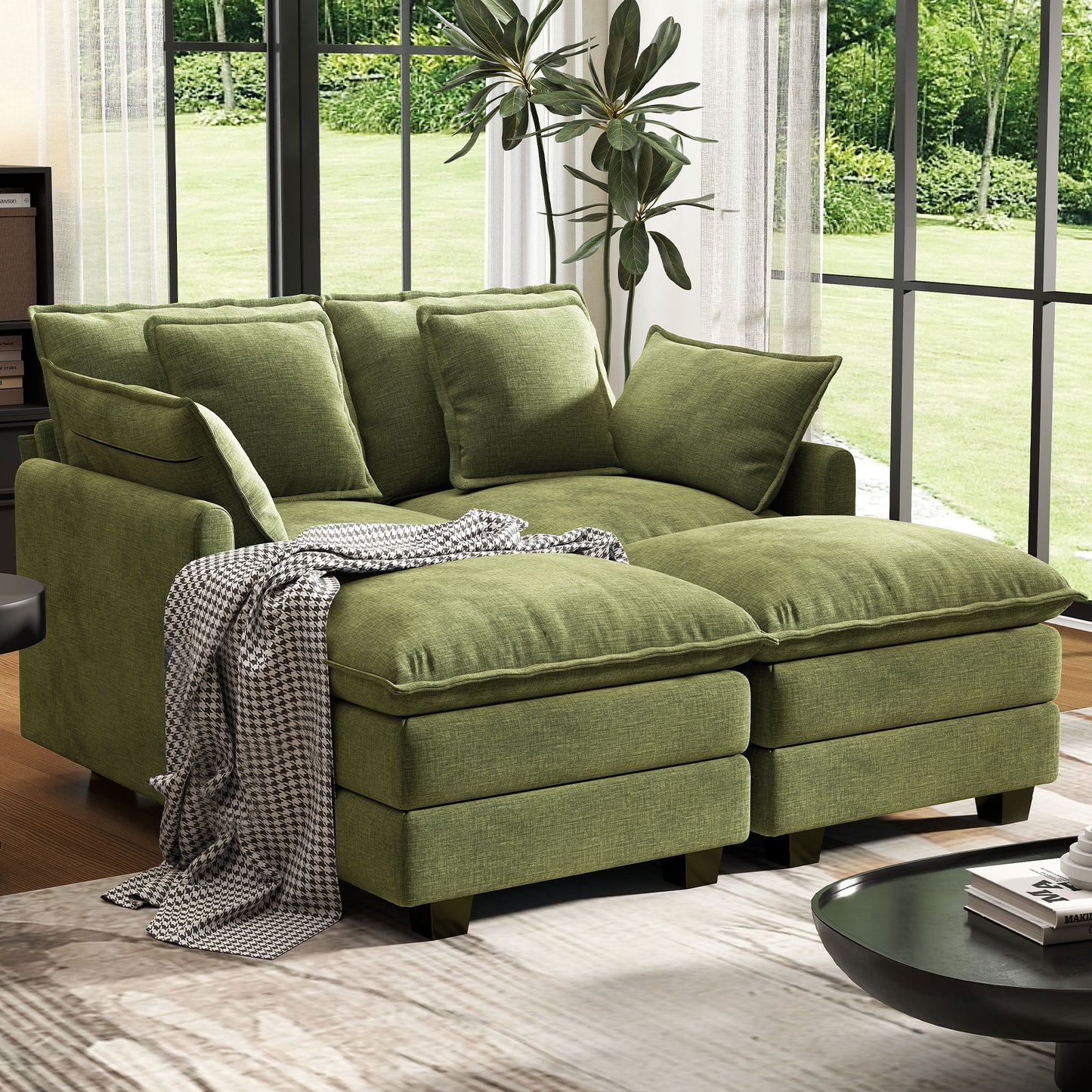 Modular Sectional Sofa with Movable Ottomans