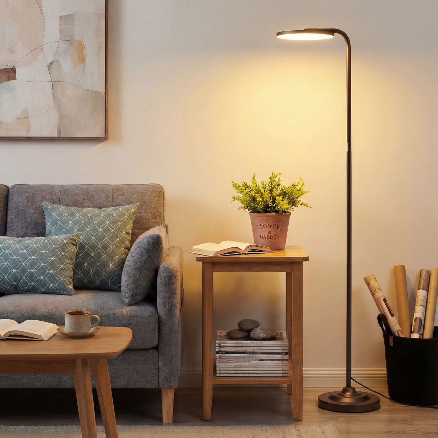 BedLuxuy 36W Super Bright Standing Lamp, Stepless Dimmable Torchiere Tall Floor Lamp with Remote Control for Living Room, Bedroom, Office