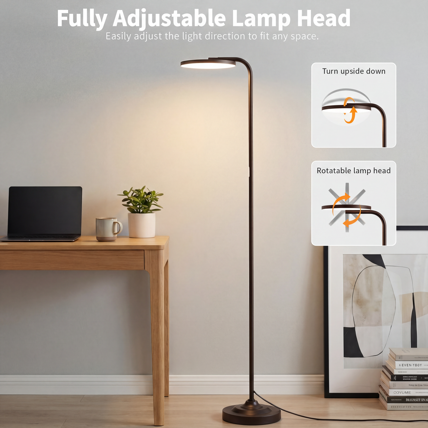 BedLuxuy 36W Super Bright Standing Lamp, Stepless Dimmable Torchiere Tall Floor Lamp with Remote Control for Living Room, Bedroom, Office