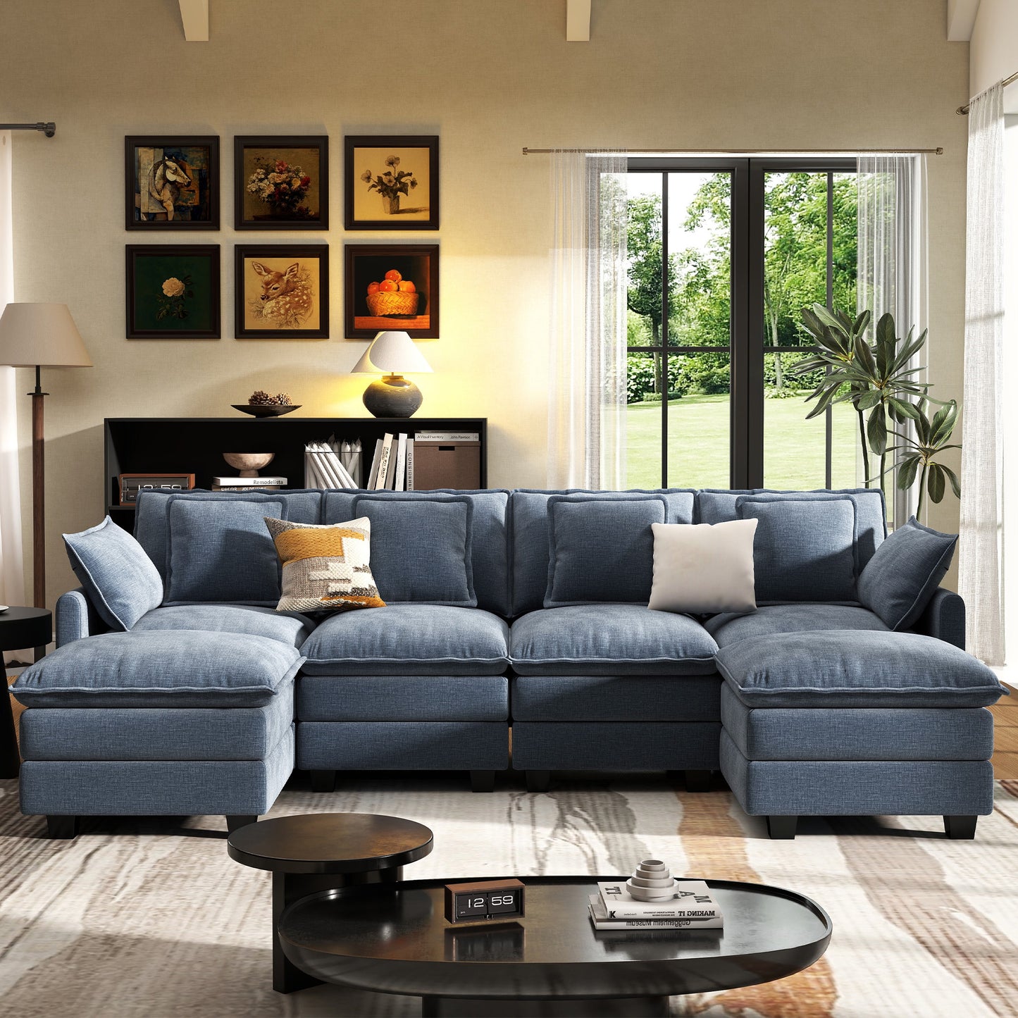 Modular Sectional Sofa with Movable Ottomans