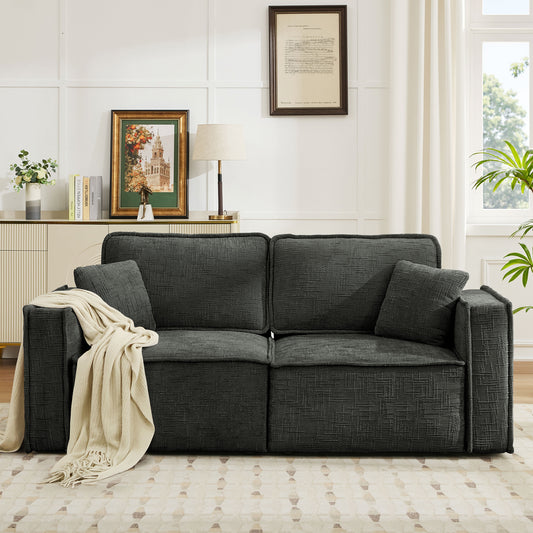 BedLuxury Oversized Loveseat Sofa, Modern Sectional Couch with Width Armrest for Living Room & Bedroom, Breathable Chenille Fabric