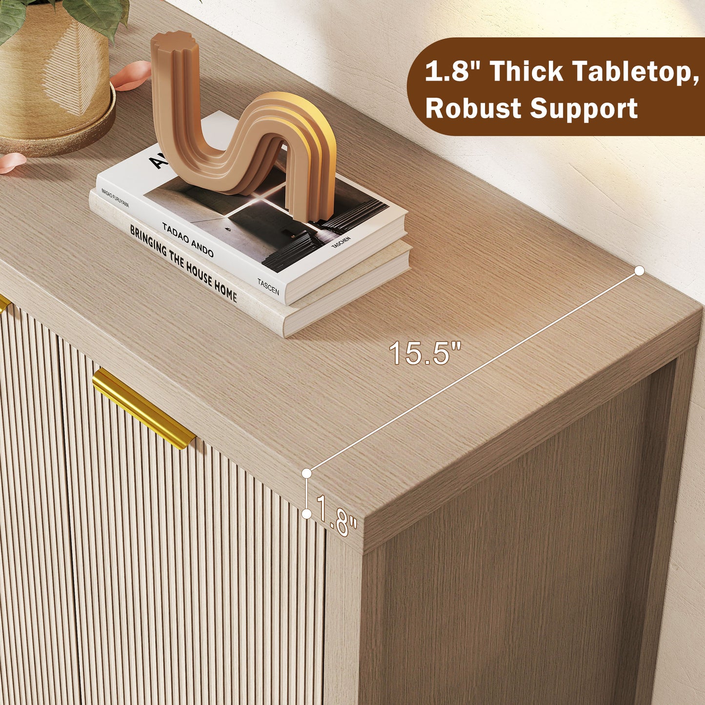 55.5 Inch Sideboard Buffet Cabinet With Sturdy Desktop
