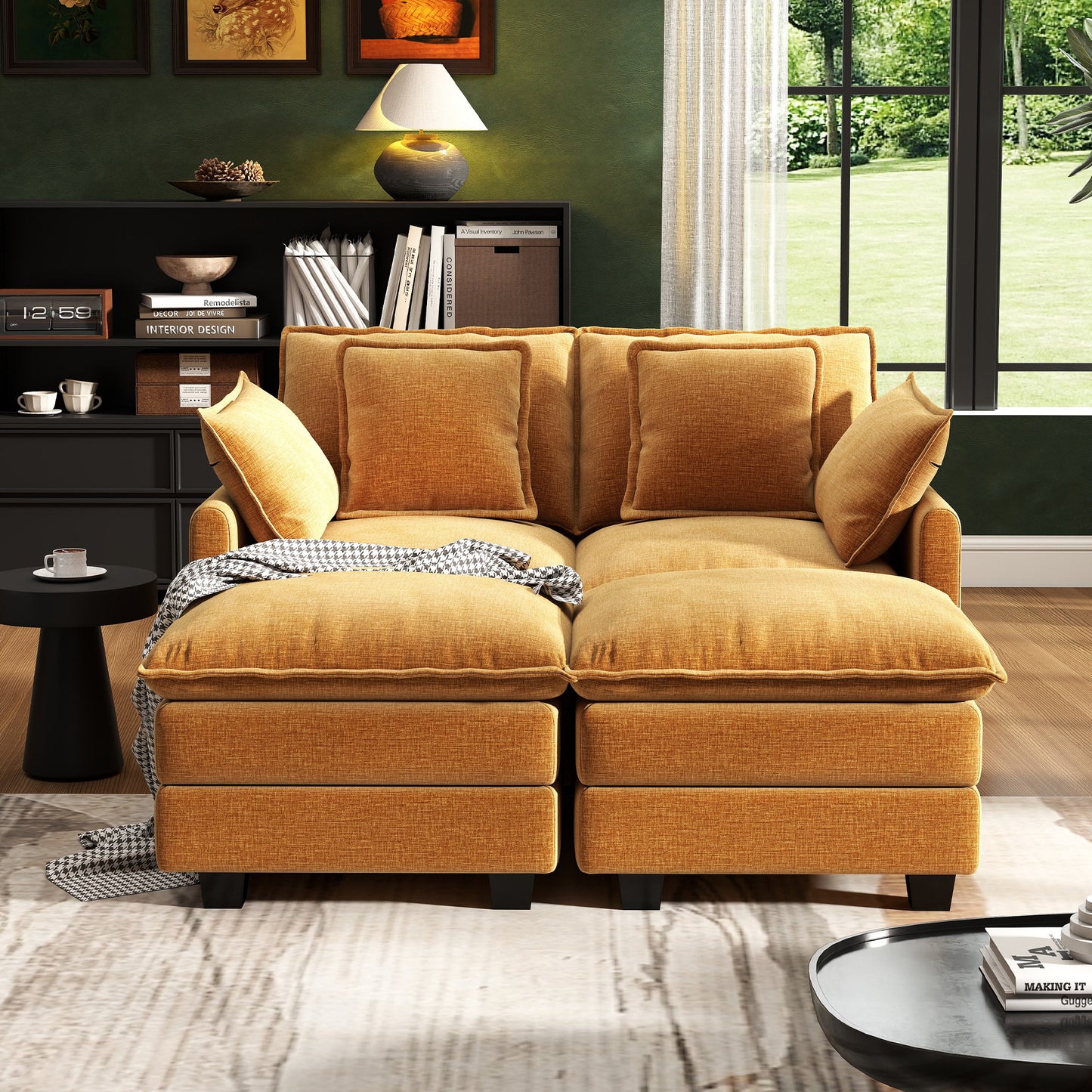 Modular Sectional Sofa with Movable Ottomans