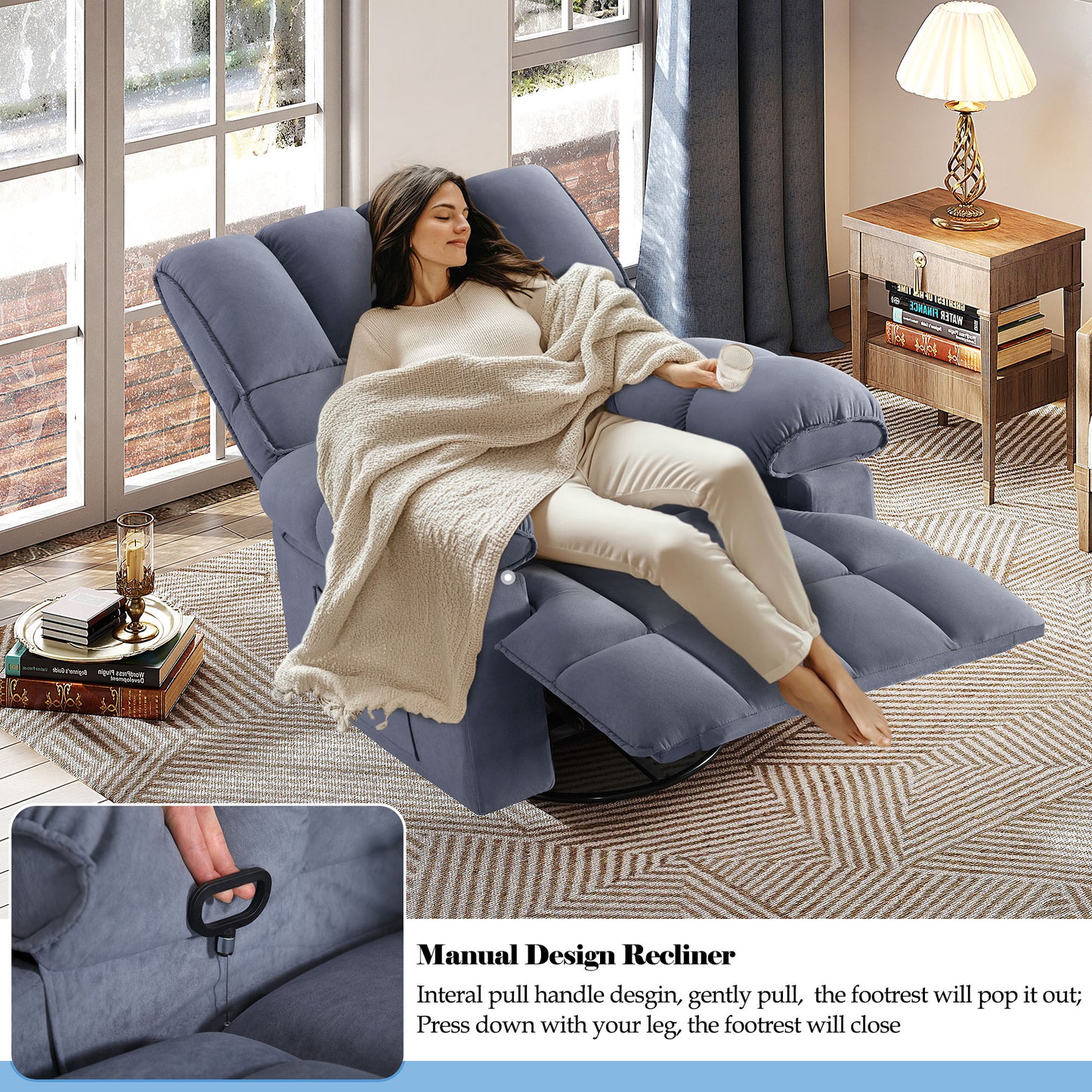 Swivel Rocker Recliner Chair with Massage and Heat