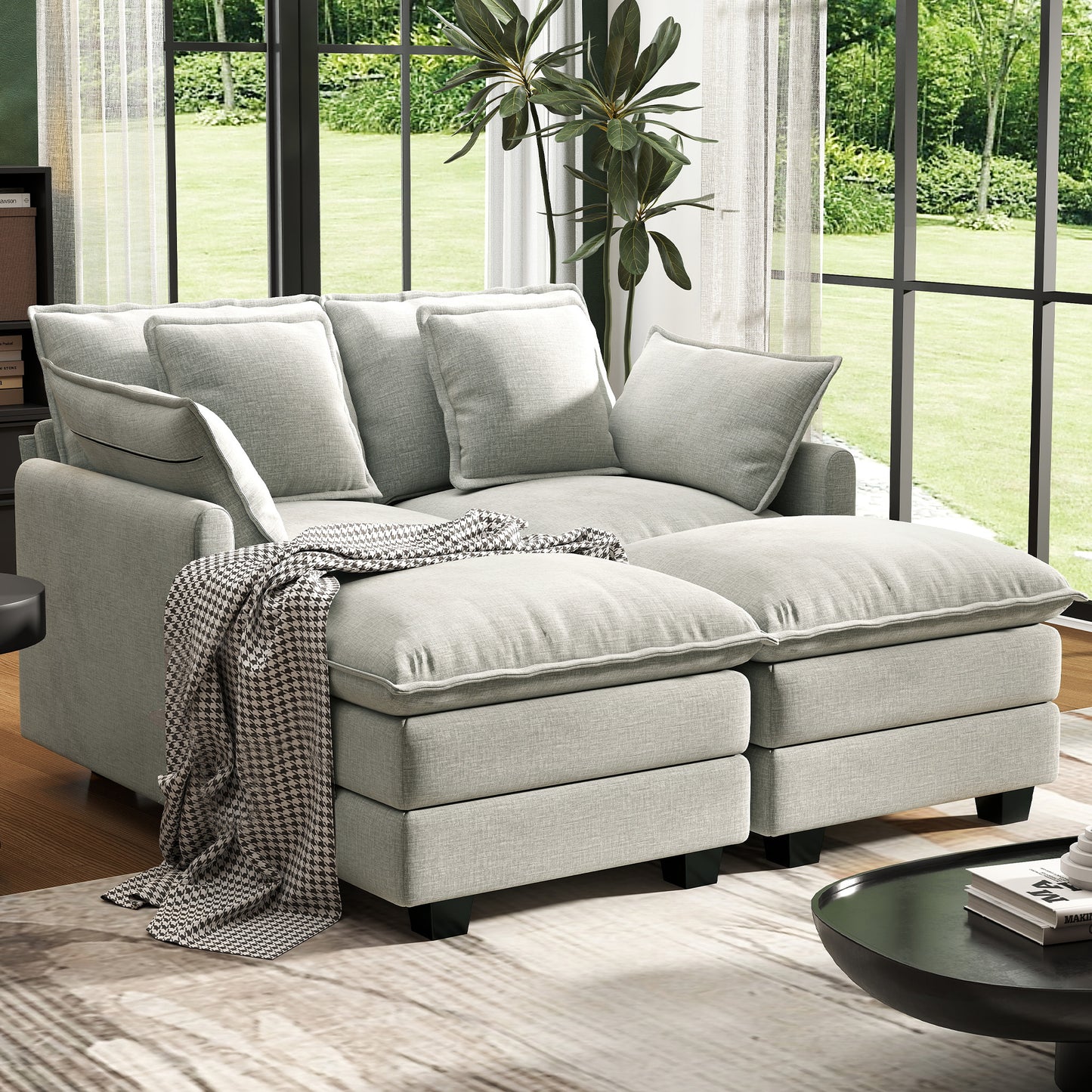 Modular Sectional Sofa with Movable Ottomans