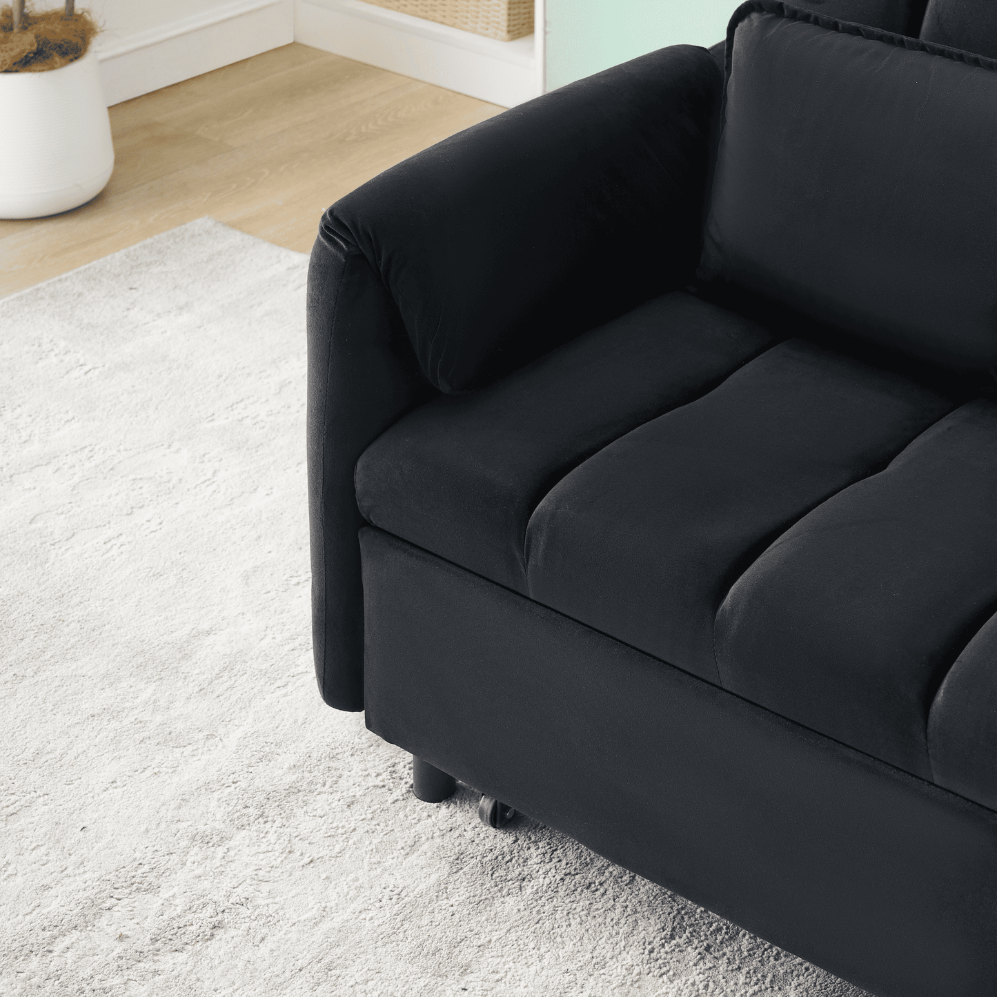 3-in-1 Loveseat Sleeper Couch, Velvet Convertible Sofa Bed with Adjustable Backrest for Living Room or Office.