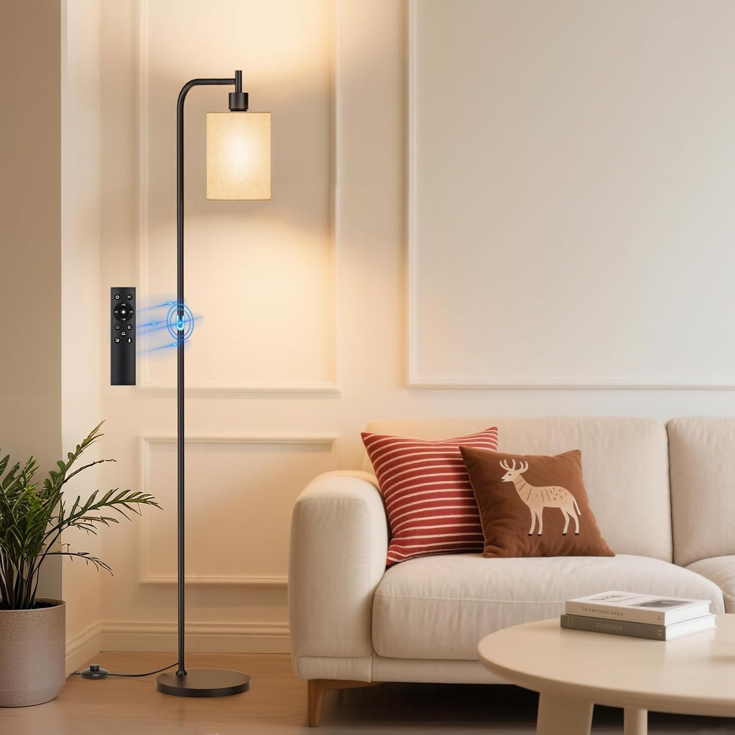 Dimmable Arc Floor Lamp with Remote Control for Living Room