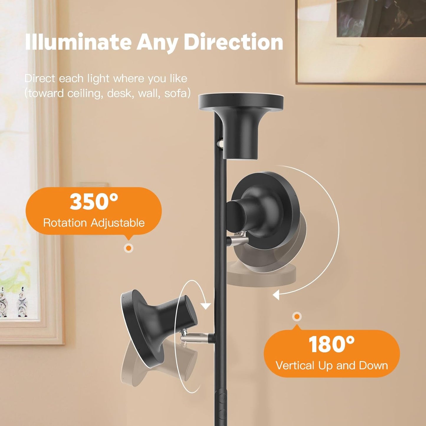 BedLuxury 67” 36W Tree Floor Lamp with Remote & Touch Control, 3 Lights Modern Dimmable Standing Lamp for Living Room, Bedroom, 4 Color Temperatures