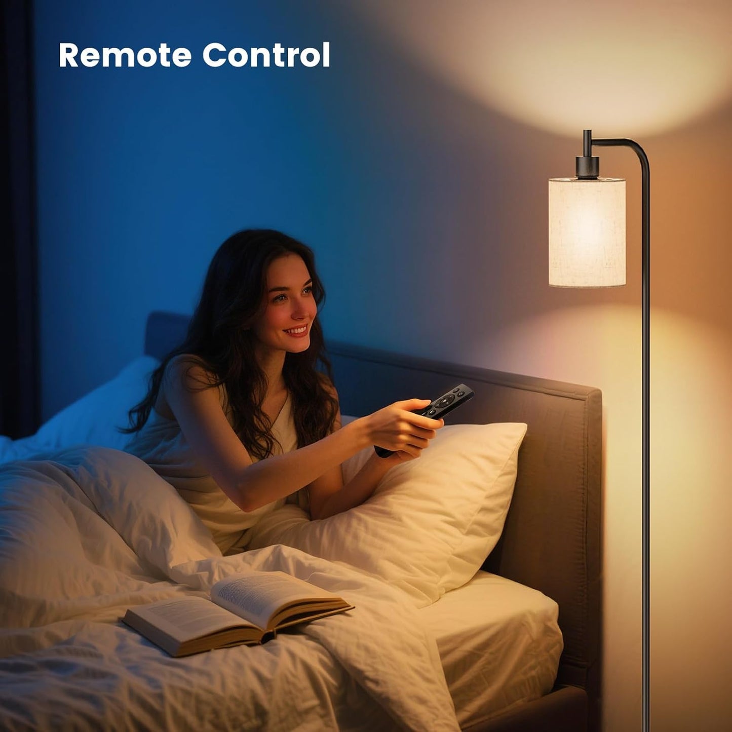 Dimmable Arc Floor Lamp with Remote Control for Living Room