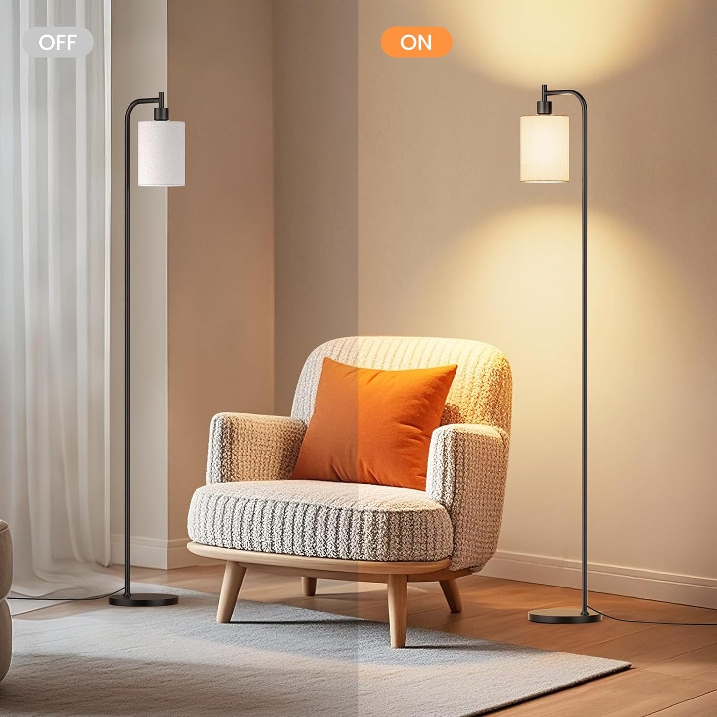 Dimmable Arc Floor Lamp with Remote Control for Living Room