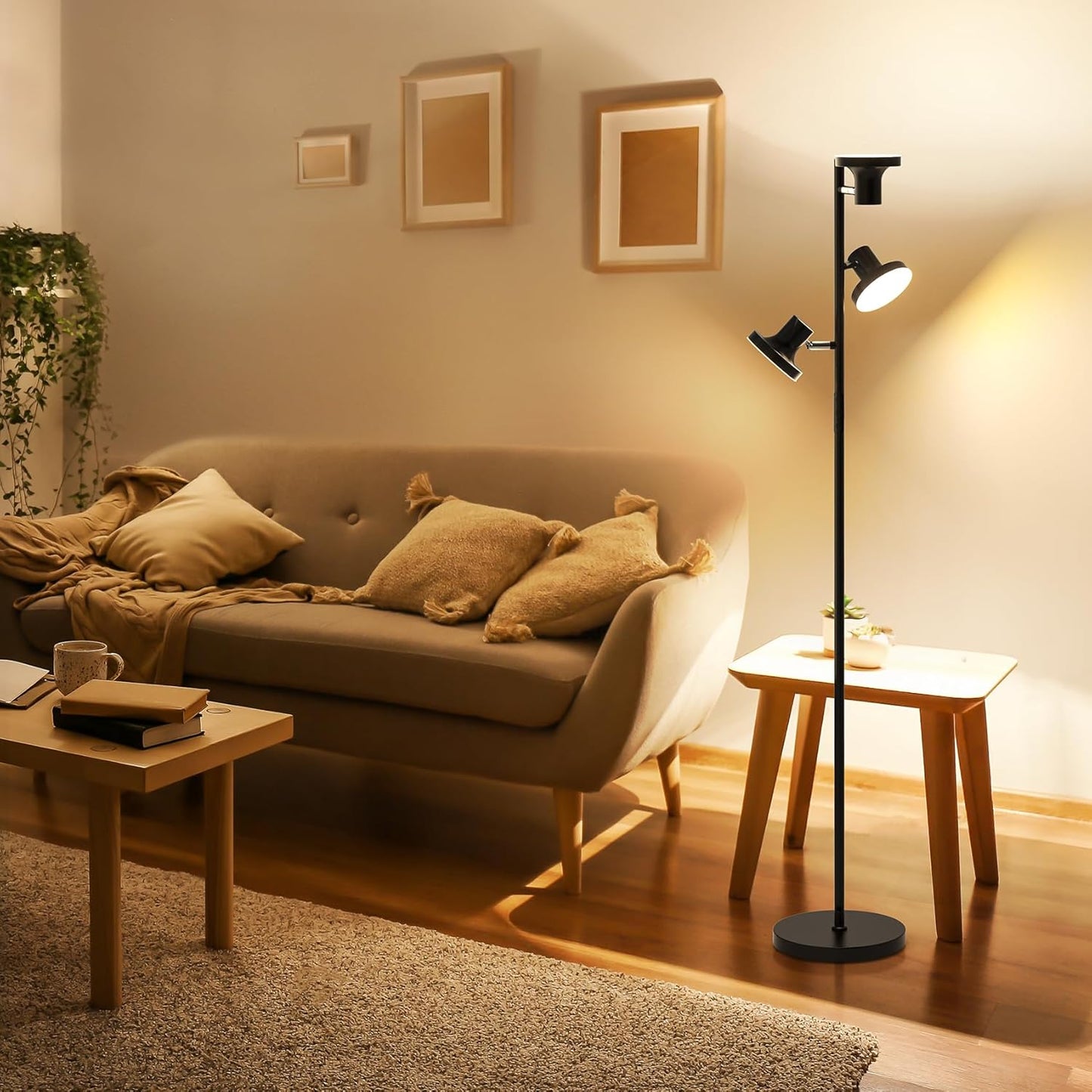 BedLuxury 67” 36W Tree Floor Lamp with Remote & Touch Control, 3 Lights Modern Dimmable Standing Lamp for Living Room, Bedroom, 4 Color Temperatures