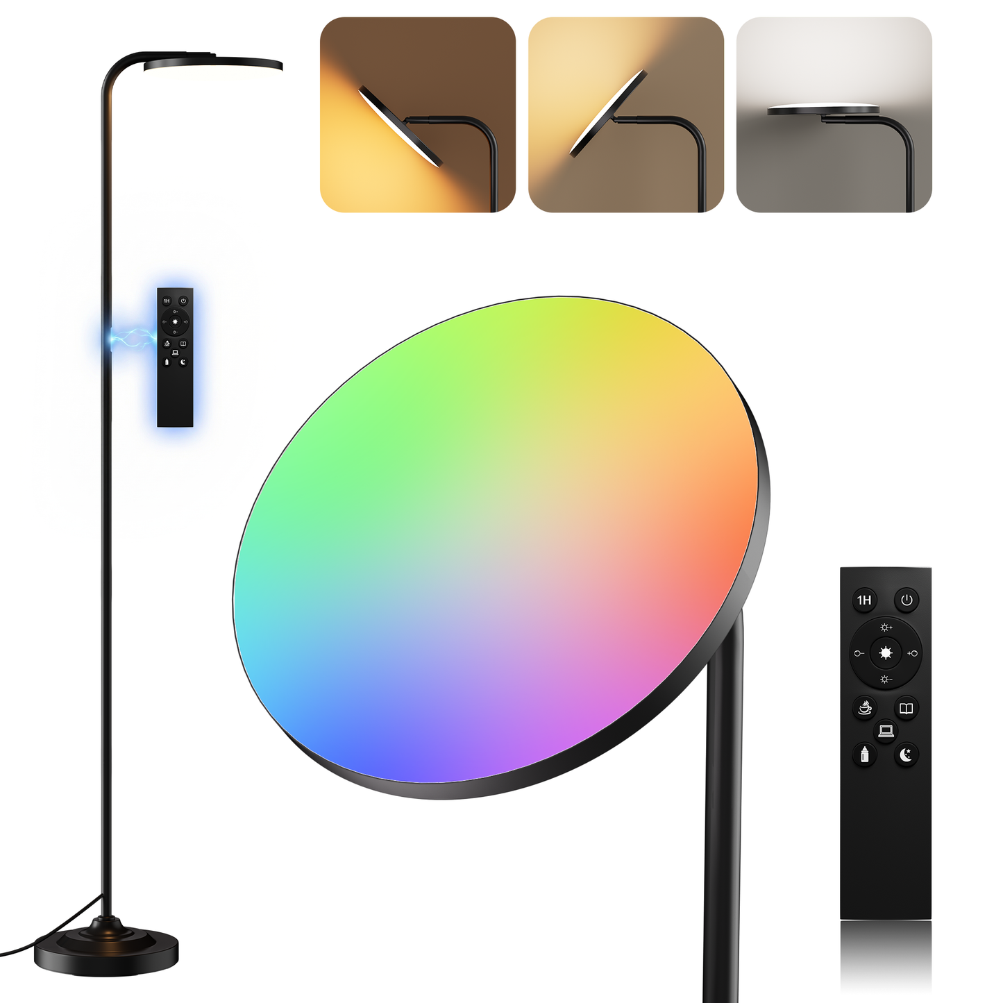 BedLuxuy 36W Super Bright Standing Lamp, Stepless Dimmable Torchiere Tall Floor Lamp with Remote Control for Living Room, Bedroom, Office