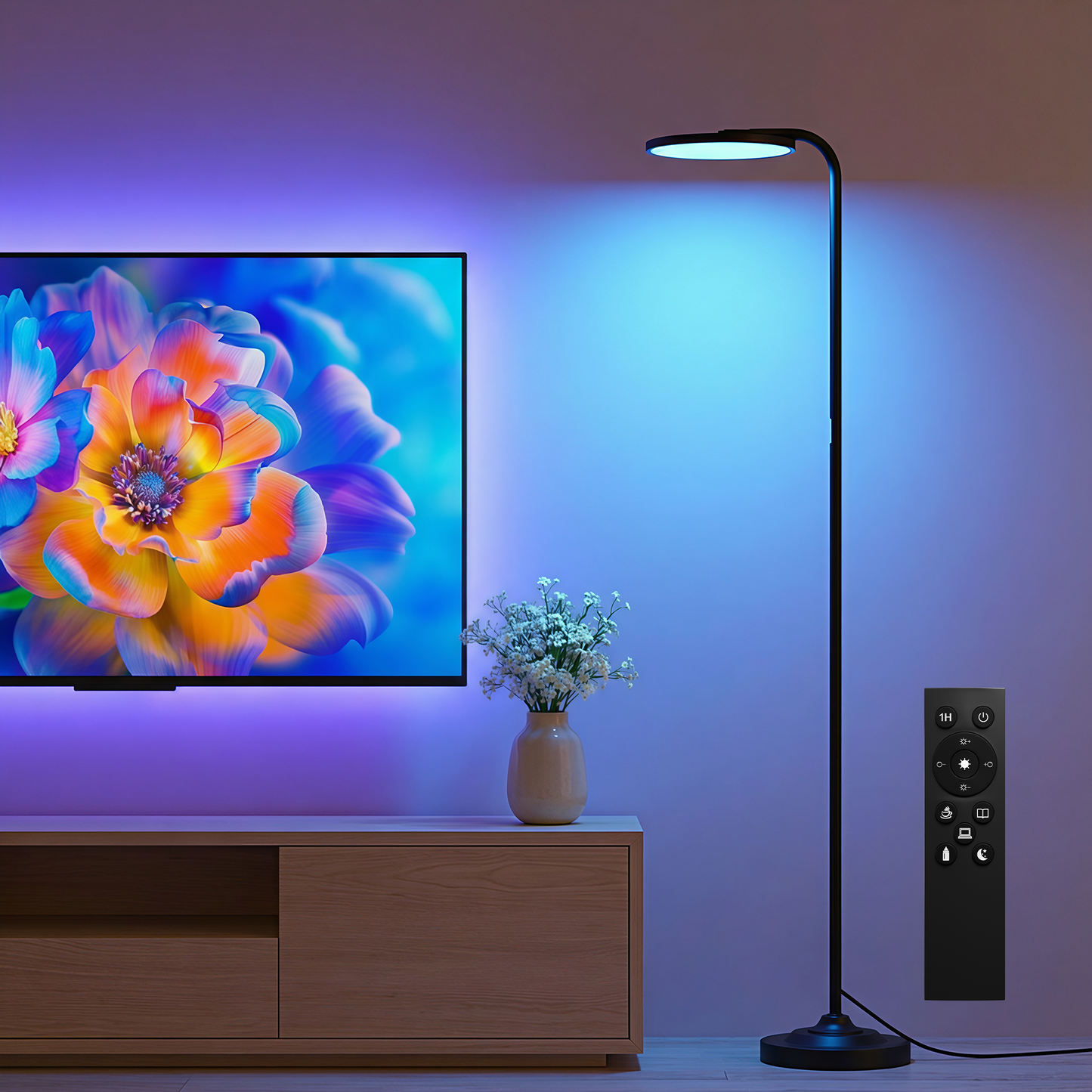 BedLuxuy 36W Super Bright Standing Lamp, Stepless Dimmable Torchiere Tall Floor Lamp with Remote Control for Living Room, Bedroom, Office